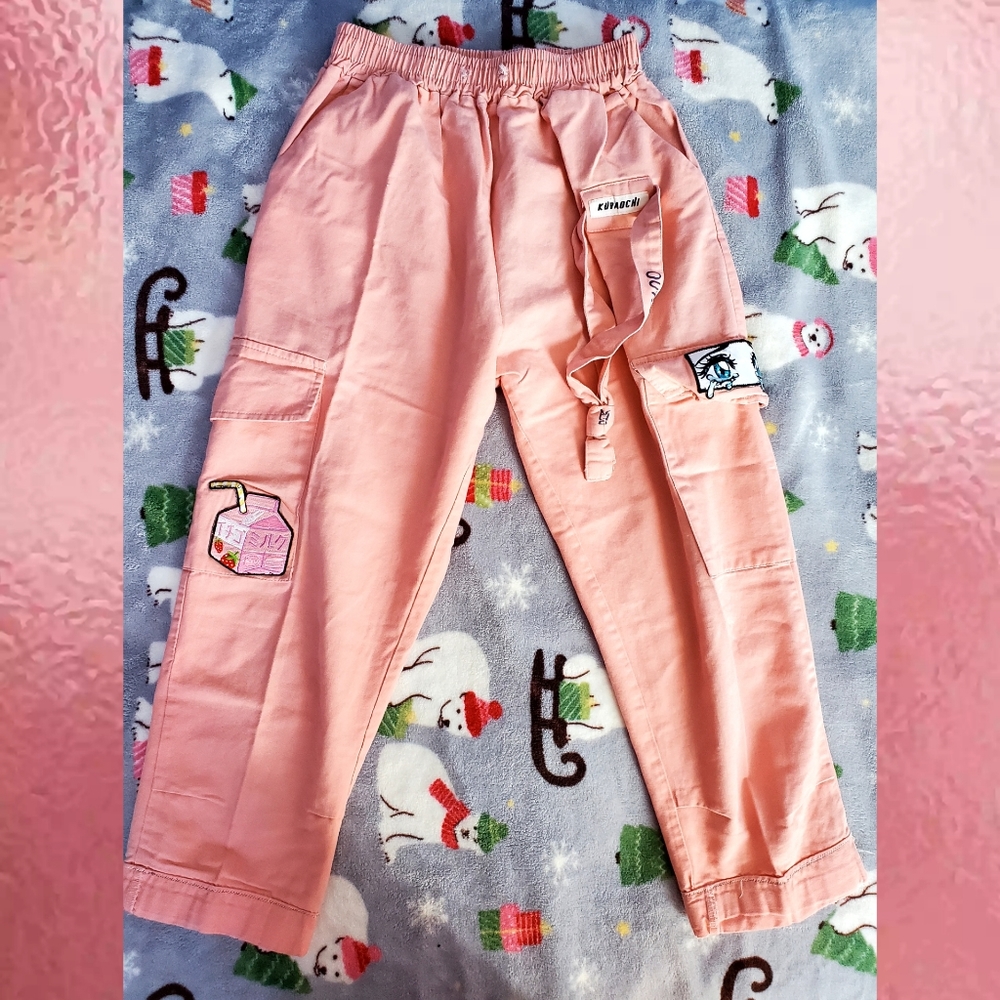 Peach Pink Capri's With Custom Patchwork - image 1